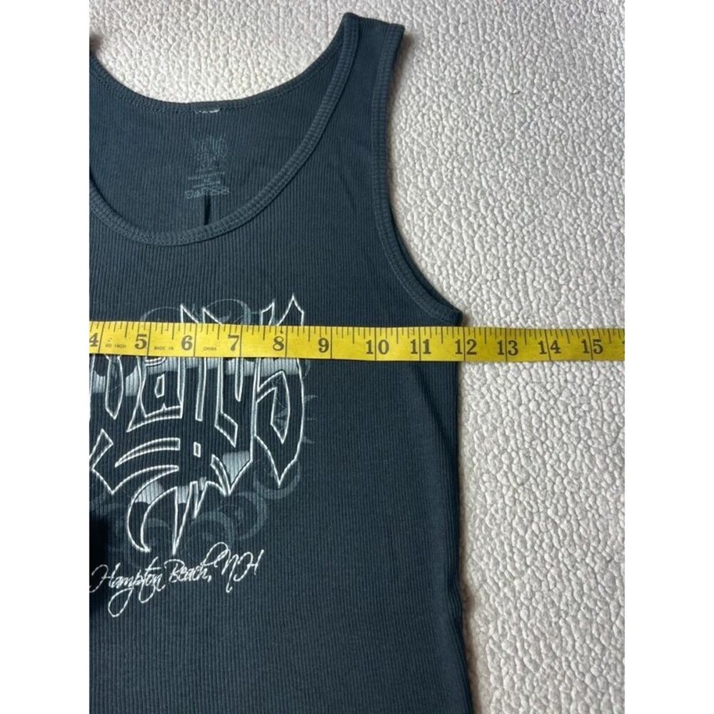 Wallys Black Ribbed Graffiti Tank Top Cotton Womens Medium - Picture 4 of 5